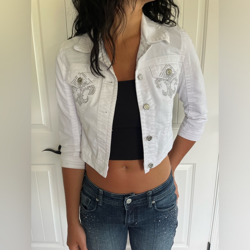 AMI White Half Sleeved Jean jacket